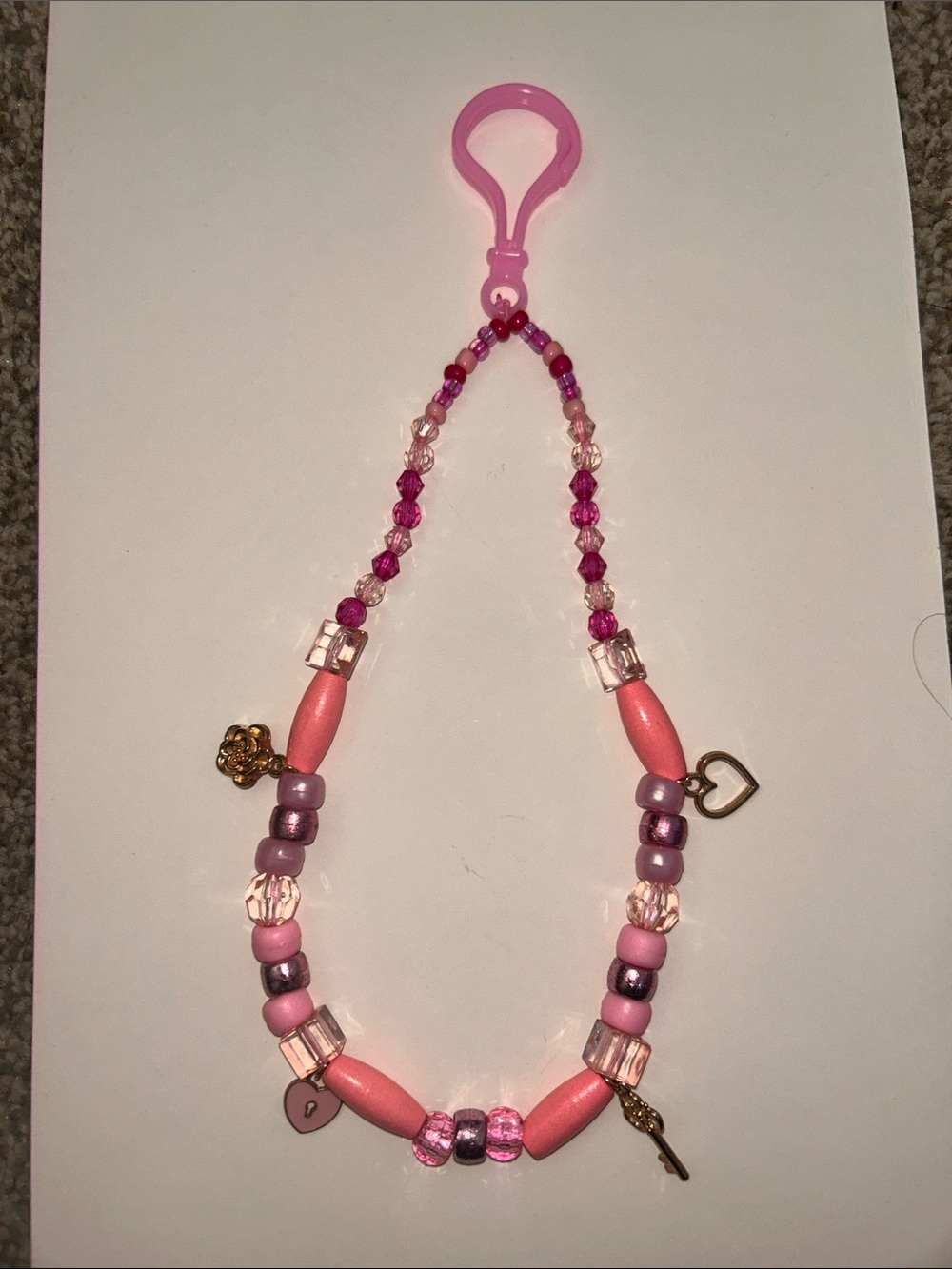 Beaded Pink Charm Keychain - Women Accessories